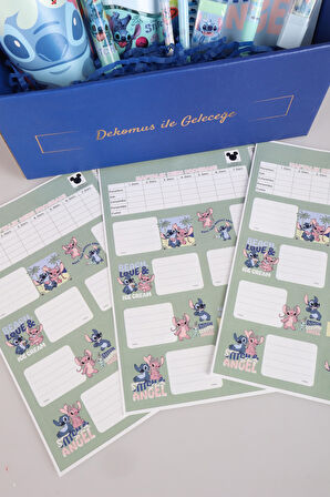 DEKOMUS İLE ÖZEL KUTULU GIFT BOX LİSANSLI STITCH "GALAXY POP" 13 PARÇA KIRTASİYE SETİ RESİM DEFTERİ,KALEM,SİLGİ