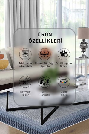 Yıkanabilir Kaymaz Taban Dijital Baskılı Halı ve Yolluk – Leke Tutmaz Salon & Mutfak Halısı
