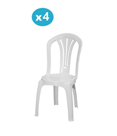 Omnipazar MT-GF193 Foglia Plastik Bahçe Balkon Sandalye 4'lü Set 