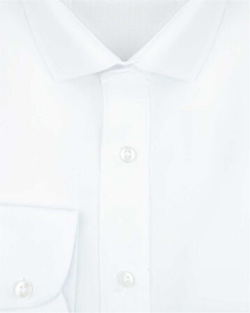 Beyaz Slim Fit Düz Klasik Yaka Gömlek