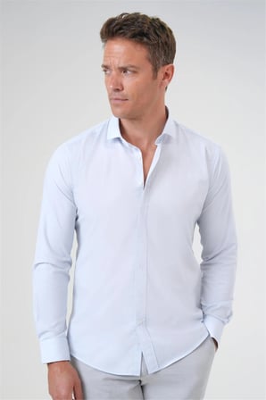 Buz Mavi Slim Fit Düz Klasik Yaka Gömlek