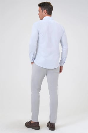 Buz Mavi Slim Fit Düz Klasik Yaka Gömlek