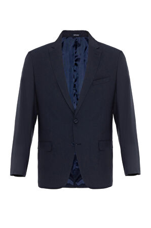 Lacivert Regular Düz Mono Yaka 6 Drop Klasik Takım Elbise