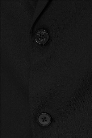 Siyah Regular Düz Mono Yaka 6 Drop Klasik Takım Elbise