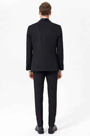 Siyah Slim Fit Armürlü 6 Drop Smokin & Damatlık