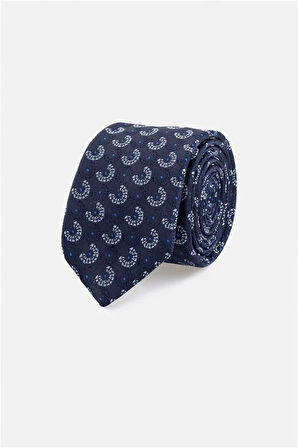 Lacivert Baskılı Kravat