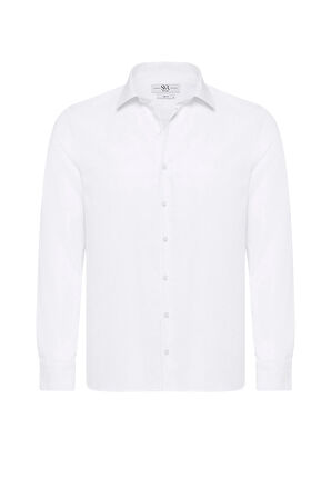 Beyaz Slim Fit Düz Klasik Yaka Gömlek