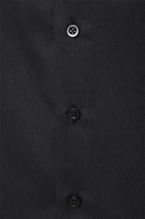 Siyah Slim Fit Düz Klasik Yaka Gömlek