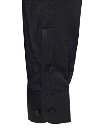 Siyah Slim Fit Düz Klasik Yaka Gömlek