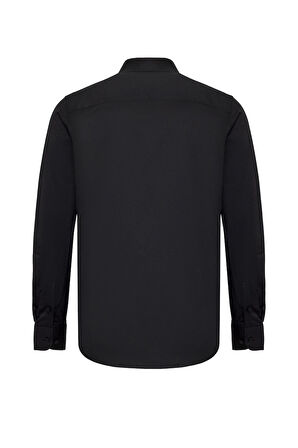 Siyah Slim Fit Düz Klasik Yaka Gömlek