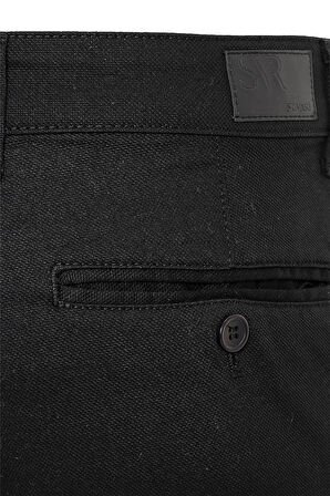 Siyah Slim Fit Armürlü Pantolon