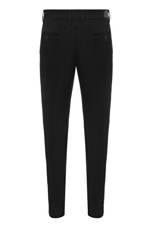 Siyah Slim Fit Armürlü Pantolon