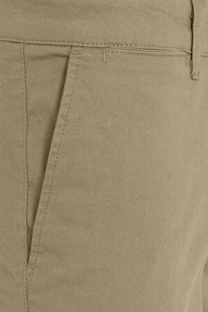 Bej Regular Armürlü Pantolon