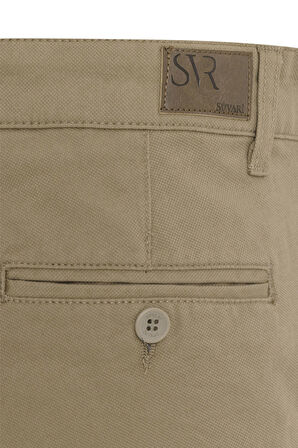 Bej Regular Armürlü Pantolon