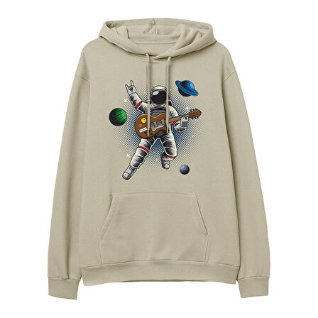 Astro-12  Baskılı Krem Hoodie