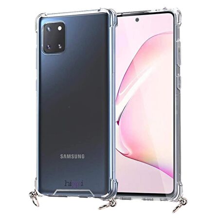 Hippi Samsung Galaxy S10 Lite Uyumlu Darbe Emici Sert Şeffaf Askılı Telefon Kılıfı