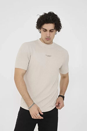 MDB Unisex Bisiklet Yaka lim Fit Thirt Bej