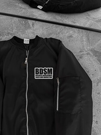 MDB İçi Kapitone Astarlı Tam Kalıp Baskılı Bomber Ceket  iyah