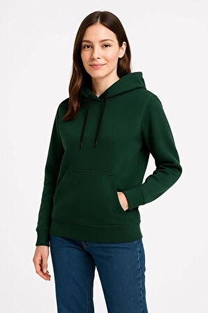 MDB Üç İplik Kapüşonlu Kanguru Çepli weathirt Hoodie  Haki