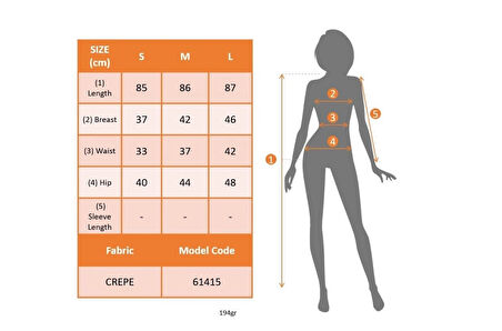 MDB Kadın Askılı Derin V Yakalı Kuş Gözü Detaylı Janjan Krep Elbise