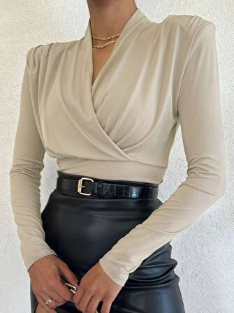 MDB Vatkalı Kruvaze Model Sandy BluzBej