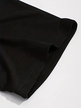 MDB Baskılı Oversize Bisiklet Yaka Tshirt  iyah