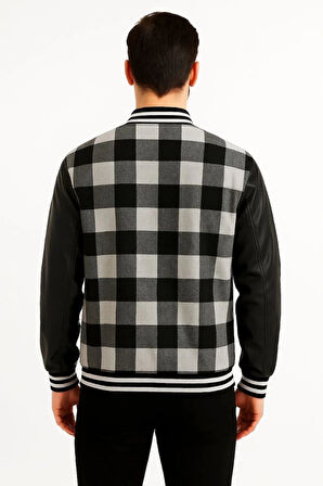 MDB Kolları uni Deri Içi Astarlı Oduncu Kolej Içi Ceket  Gri