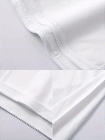 MDB Baskılı Oversize Bisiklet Yaka Tshirt  Beyaz