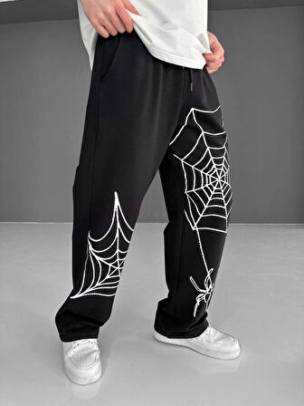 MDB İki İplik Kumaş Örümcek Baskılı Esofman  iyah