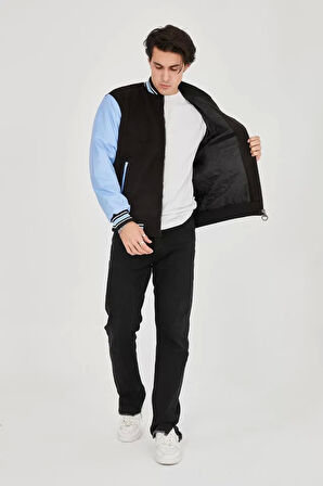 MDB Erkek İçten Elyaf Ve Astarlı Kolları uni Deri Ceket  avi