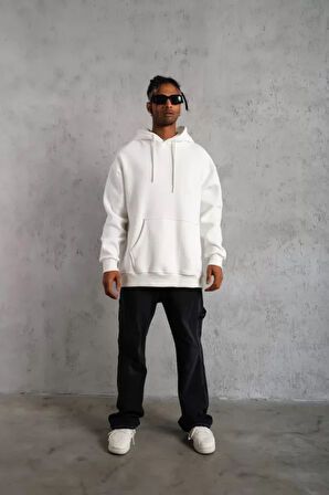 MDB Erkek Düz Kapüşonlu weat  Beyaz