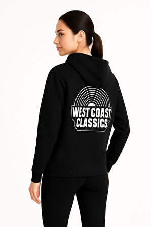 MDB Üç İplik Kapüşonlu Ön Ve Arka Baskılı weathirt Hoodie  iyah