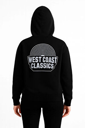 MDB Üç İplik Kapüşonlu Ön Ve Arka Baskılı weathirt Hoodie  iyah
