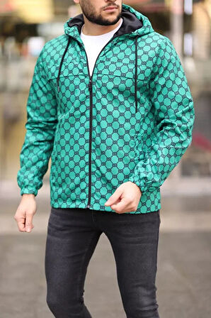 MDB Unisex Kapüşonlu İçi Astarlı Yağmurluk  Zümrüt