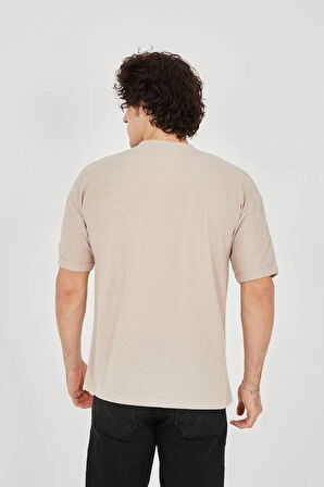 MDB Unisex Jakar Kumaş Rahat Kol Thirt  Bej