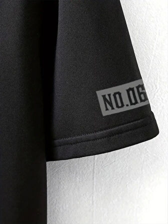 MDB Baskılı Oversize Bisiklet Yaka Tshirt  iyah