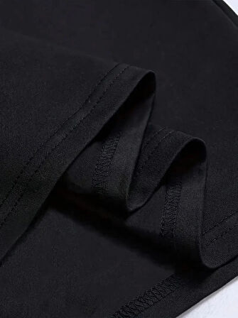MDB Baskılı Oversize Bisiklet Yaka Tshirt  iyah