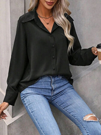 MDB Kadın Uzun Kollu Yakalı önden Düğmeli Aerobin Gömlek