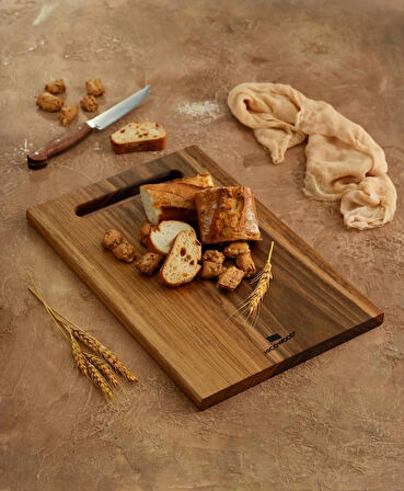 Elfida Doğal Ceviz Kesme Tahtası Et ve Sebze İçin Ayrı Kullanımlı 2’li Set– El Yapımı