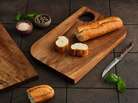 Bahamalar Duo 2’li Set Doğal Ceviz Ağacı Kesme Sunum Tahtası El Yapımı (38x26x2 cm / 34x24x2 cm)