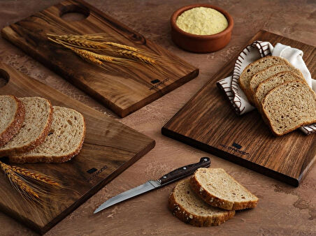 Havana Trio – Doğal Cevizden 3’lü Set Kesme ve Sunum Tahtası – El Yapımı Mutfak Şıklığı