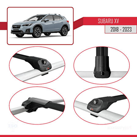 Subaru XV 2 2018-2023 Arası ile Uyumlu ACE-1 Ara Atkı Tavan Barı Siyah 2 Adet