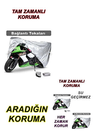 Asya Motor Hardy 200 Atv Su Geçirmez Lüx Kalite - Uyumlu Miflonlu Premium 4 Mevsim Koruyan Motosiklet Brandası Gri