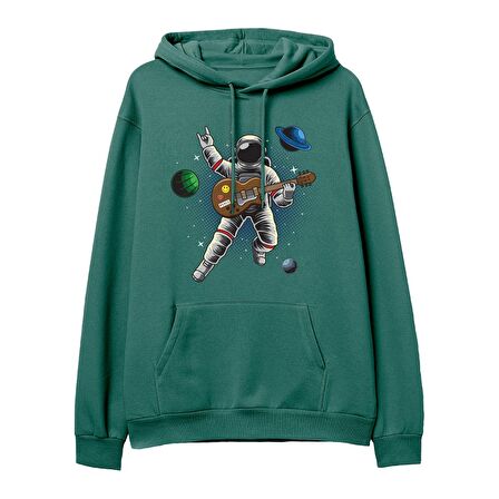 Astro-12  Baskılı Yeşil Hoodie