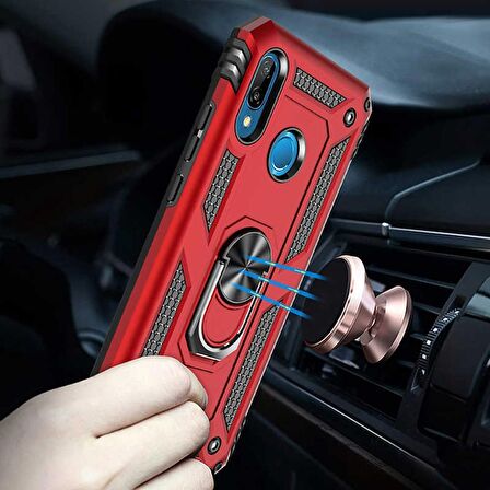 Gpack Huawei P20 Lite Kılıf Vega Standlı Yüzüklü MıknatıslıNano Glass