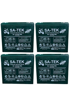 Satek 12v 24 Ah Elektrikli Motosiklet Aküsü 4'lü Set Jel Akü Elektrikli Bisiklet Aküsü