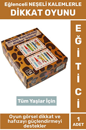 Eğitici Görsel Algı Hafıza Dikkat Koordinasyon Gelişimi Eğlenceli NEŞELİ KALEMLERLE DİKKAT OYUNU