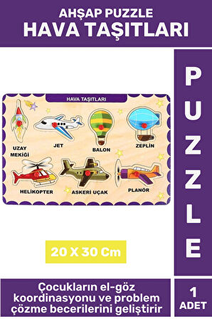 Premium Eğlenceli Eğitici Görsel Algı Problem Çözme Becerisi Çocuk Puzzle HAVA TAŞITLARI