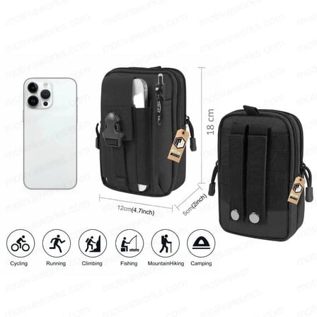 18CM Taktik Modüler Mini Siyah Göğüs Telefon Molle Çantası