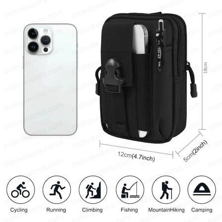 18CM Taktik Modüler Mini Siyah Göğüs Telefon Molle Çantası